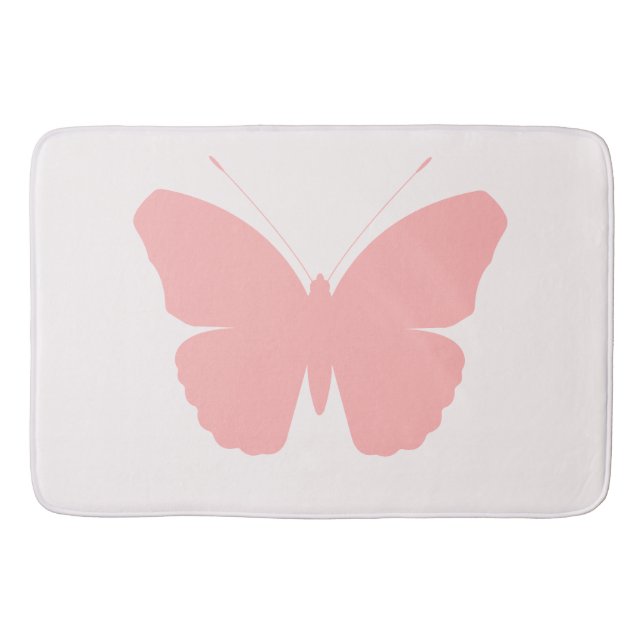 Tapis De Bain Papillon rose Silhouette Design sur rose clair (Devant)