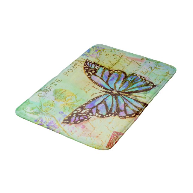 Tapis De Bain Papillon sarcelle et violet  (Angle)