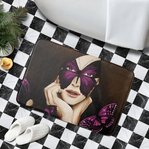 Tapis De Bain Papillon Violet Mascarade Femme Élégante Fantaisie