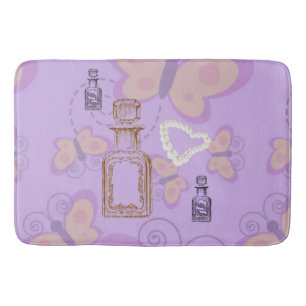 Tapis De Bain Papillons Apothécaire & Coeurs Perle Grand Mat de