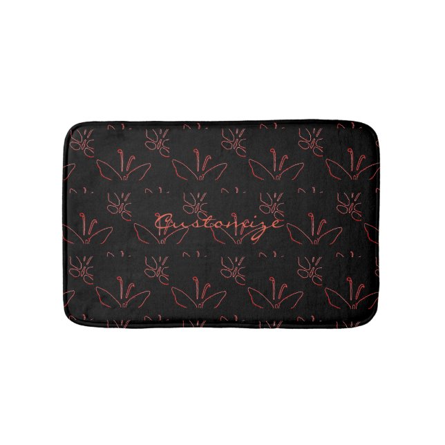 Tapis De Bain papillons aux contours roses noir (Devant)