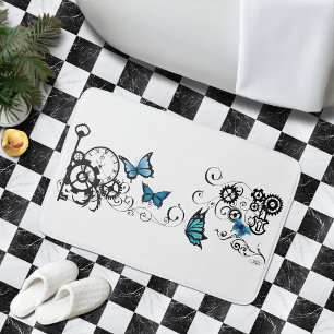Tapis De Bain Papillons bleu Tribal Steampunk