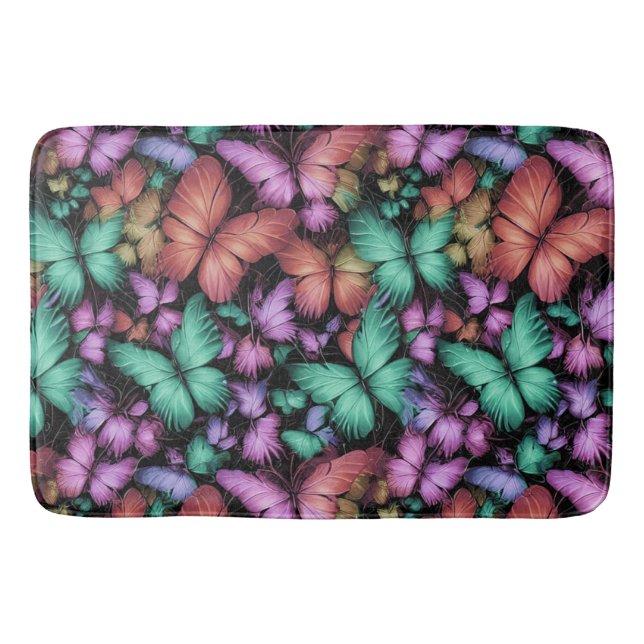 Tapis De Bain Papillons colorés Imprimer (Devant)