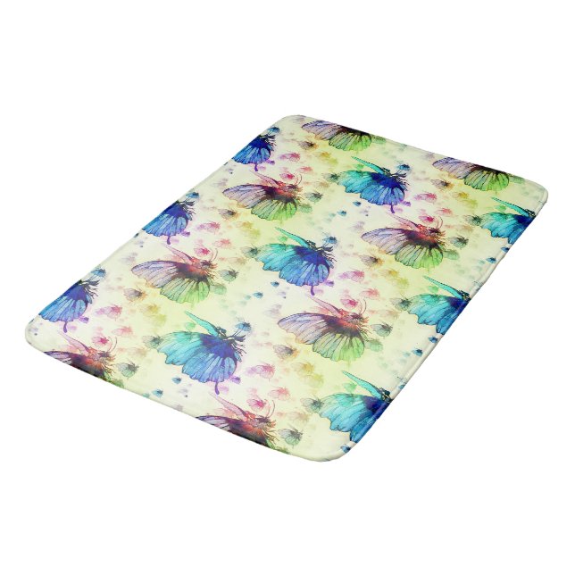 Tapis De Bain Papillons d'aquarelle Mat (Angle)