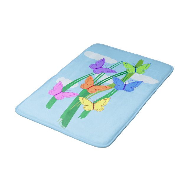 Tapis De Bain Papillons et ciel colorés (Angle)