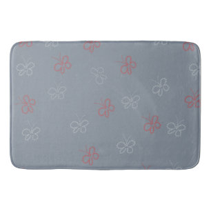 Tapis De Bain Papillons Étoiles Sauge Bleu Poussiéreux