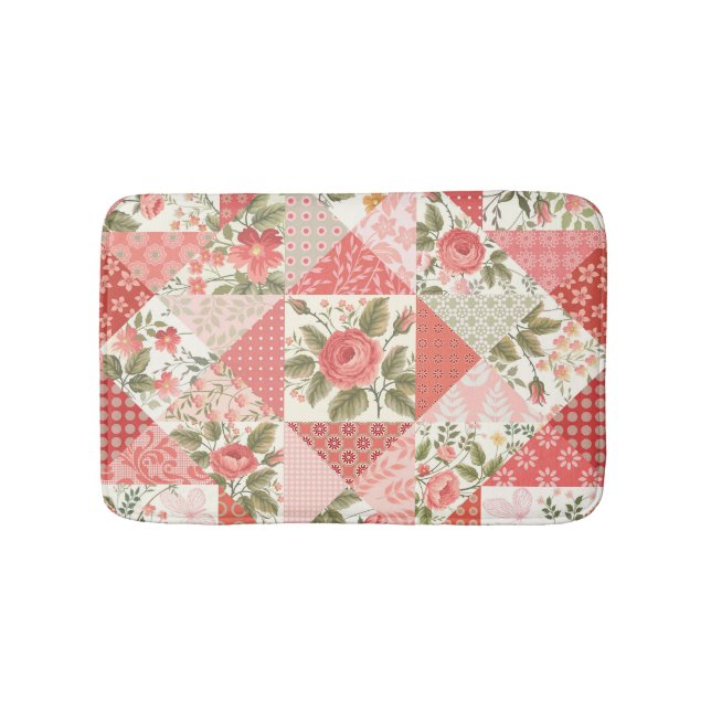Tapis De Bain Papillons rose Patchwork sans couture (Devant)