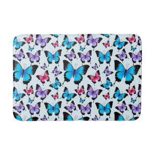 Tapis De Bain Papillons rose violet bleu Turquoise