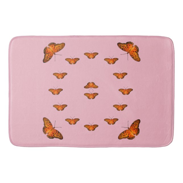 Tapis De Bain Papillons sur le bain rose (Devant)