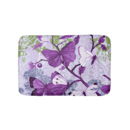Tapis De Bain Papillons violets sur une branche