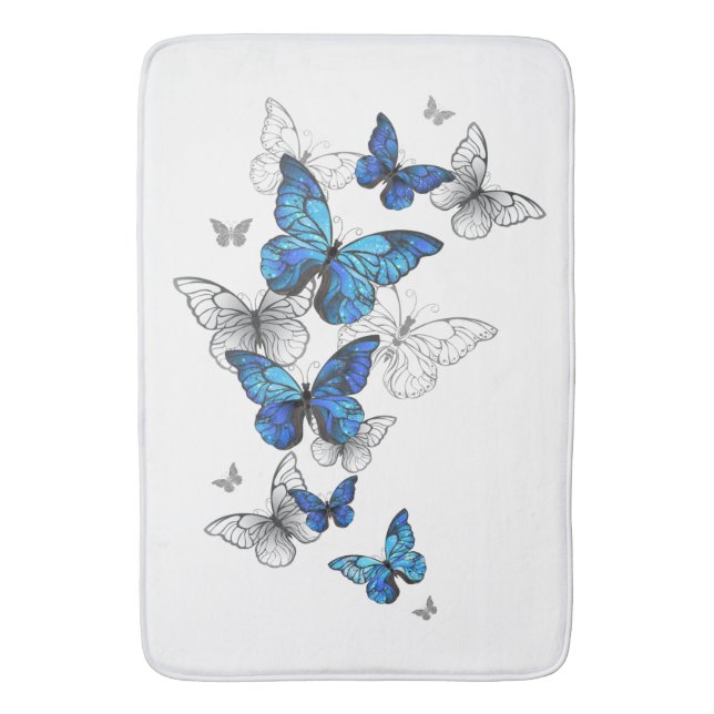Tapis De Bain Papillons volants bleus Morpho (devant Vertical)