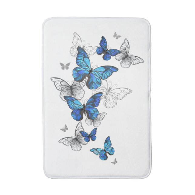 Tapis De Bain Papillons volants bleus Morpho (Devant (Vertical))