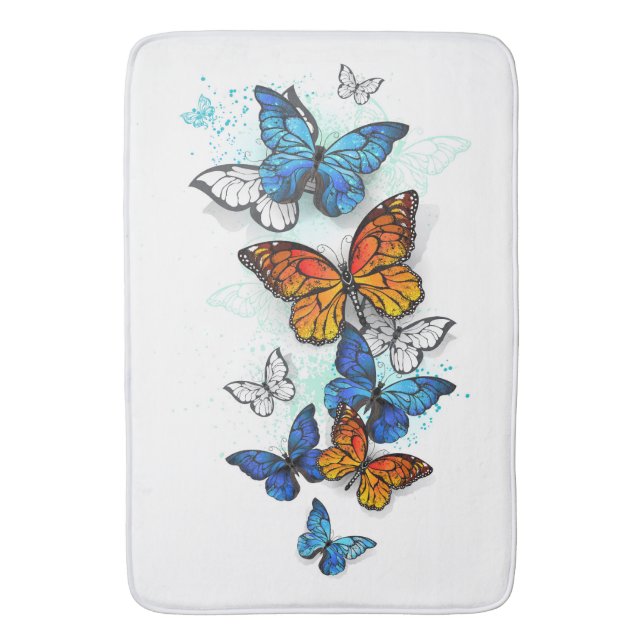 Tapis De Bain Papillons volants Morpho et Monarch (devant Vertical)