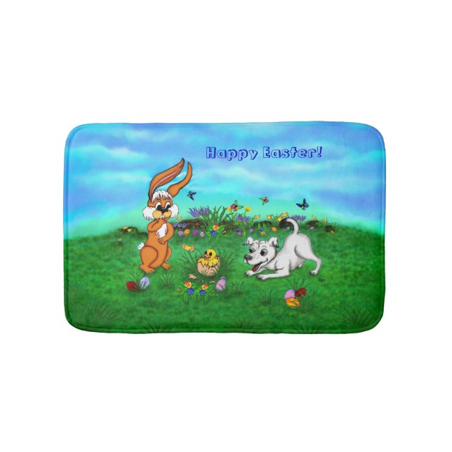 Tapis De Bain Pâques - Chiot Capo Rabbit et Chick (Devant)