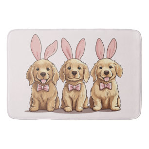Tapis De Bain Pâques Golden Retriever Chiens Chiens Chiens Lapin