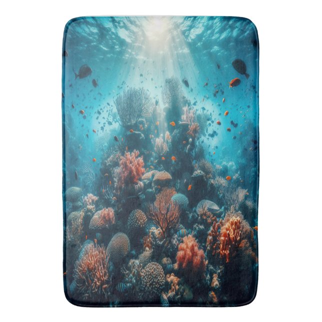 Tapis De Bain Paradis sous-marin Vibrant Coral Reef & Sea Life (devant Vertical)