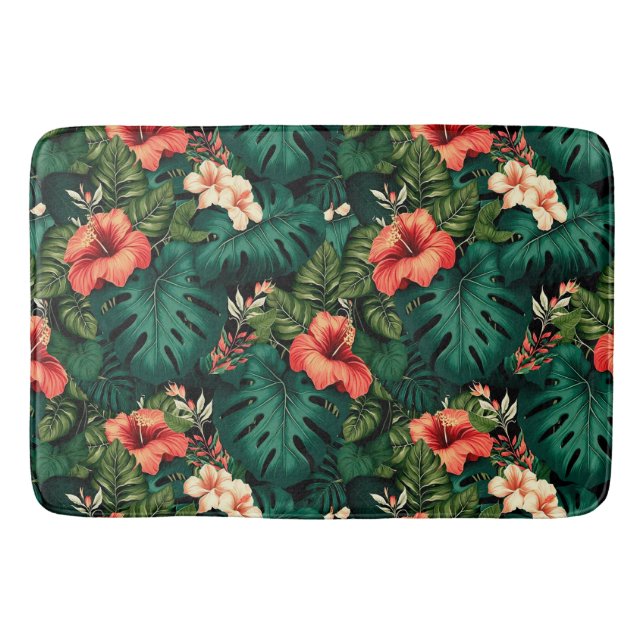 Tapis De Bain Paradis tropical coloré Hawaii Aloha Fleurs (Devant)