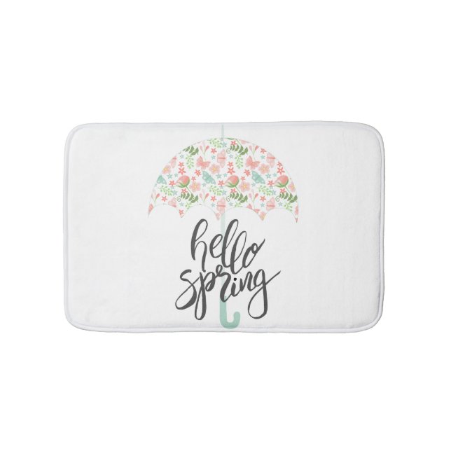 Tapis de bain parapluie Bonjour Printemps (Devant)