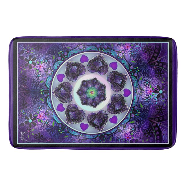 Tapis De Bain Parapluie violet & coeurs .7 (Devant)