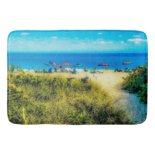 Tapis De Bain Parasols de plage le long de l'océan