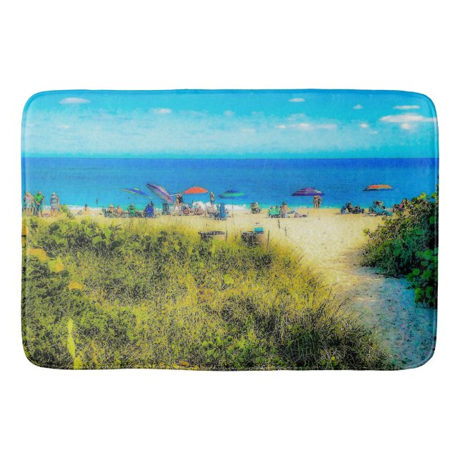Tapis De Bain Parasols de plage le long de l'océan (Devant)