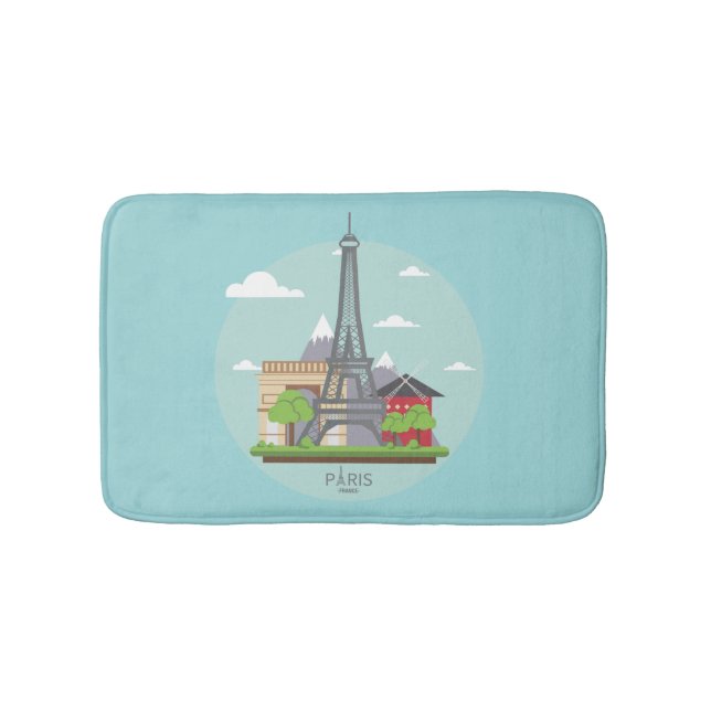 Tapis de bain Paris France Monuments Eiffel (Devant)