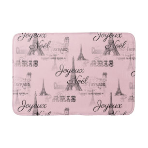 Tapis De Bain Paris Joyeux Noel Noel Noir et rose Bathmat