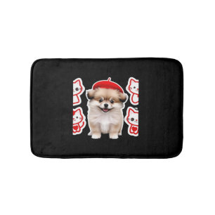 Tapis De Bain Paris Pup & Kitty Crew - Cute Beret Chien et Chat