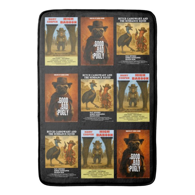Tapis De Bain Parodie d'affiche de film western (devant Vertical)