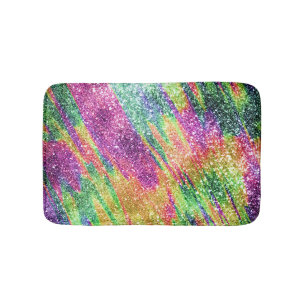 Tapis De Bain Parties scintillant Abstraite Neon Rainbow Sparkly