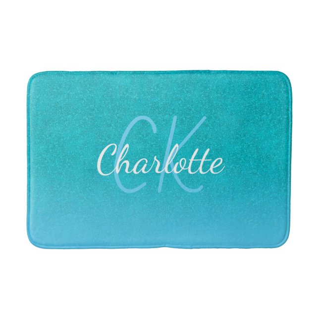 Tapis De Bain parties scintillant bleue turquoise aqua vert mer  (Devant)