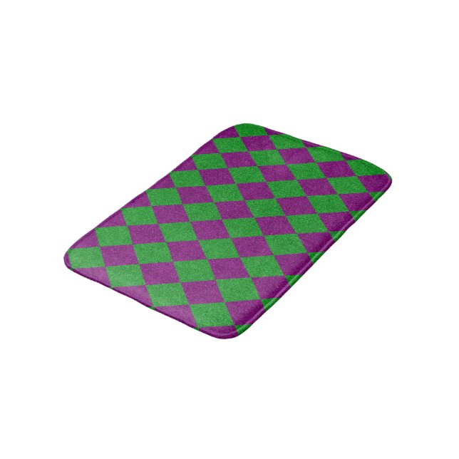 Tapis De Bain Parties scintillant de diamants violet et vert (Angle)