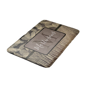 Tapis De Bain Parties scintillant de plumes d'or Zebra Imprimer