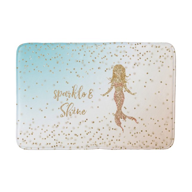 Tapis De Bain Parties scintillant d'étincelle Aqua Gold Mermaid  (Devant)