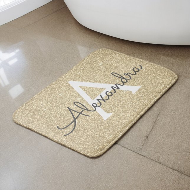 Tapis De Bain Parties scintillant d'étincelle en or de luxe Nom  (Créateur téléchargé)