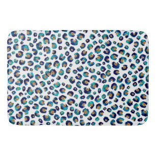 Tapis De Bain Parties scintillant d'or bleu Motif Leopard