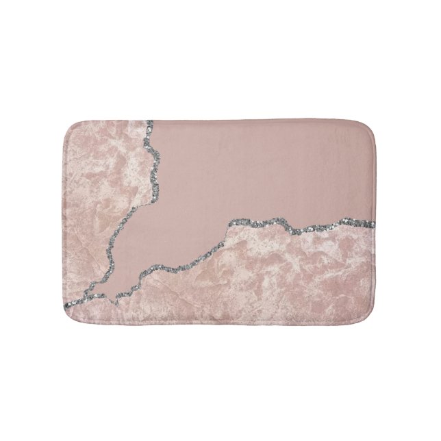 Tapis De Bain Parties scintillant en métal brossé rose argent (Devant)