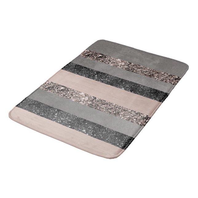 Tapis De Bain Parties scintillant floue Glam Stripes #1 (Angle)