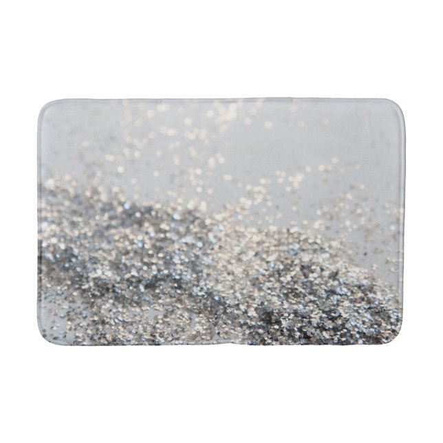 Tapis De Bain Parties scintillant gris argenté #2 (Devant)