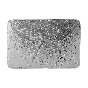 Tapis De Bain Parties scintillant gris argenté no 1
