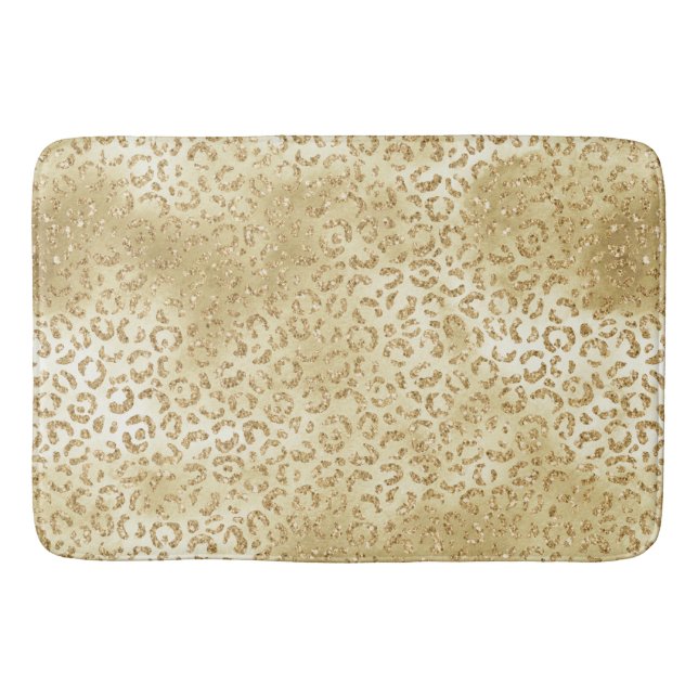 Tapis De Bain Parties scintillant jaune or Leopard        (Devant)