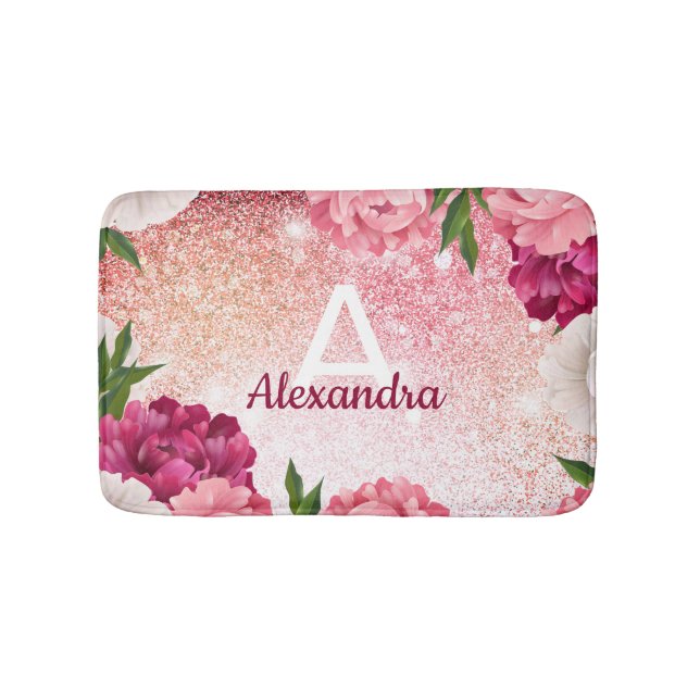 Tapis De Bain Parties scintillant Monogramme Rose Luxe (Devant)