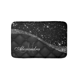 Tapis De Bain Parties scintillant noire et Parties scintillant