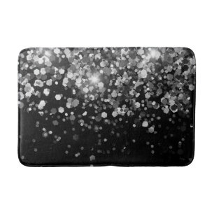 Tapis De Bain Parties scintillant noire gris argent #3 (Parties