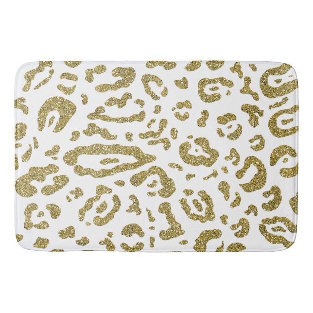 Tapis De Bain Parties scintillant or blanc Cheetah Leopard Poste (Devant)