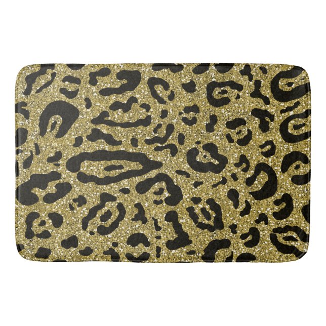 Tapis De Bain Parties scintillant or noir Cheetah Leopard Poster (Devant)