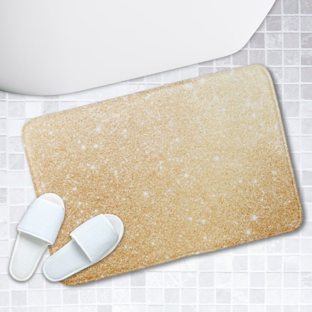 Tapis De Bain Parties scintillant Or Stylisme Luxe Salle de bain (Gold Glittery Stylish Luxury Bathroom Bath Mat)