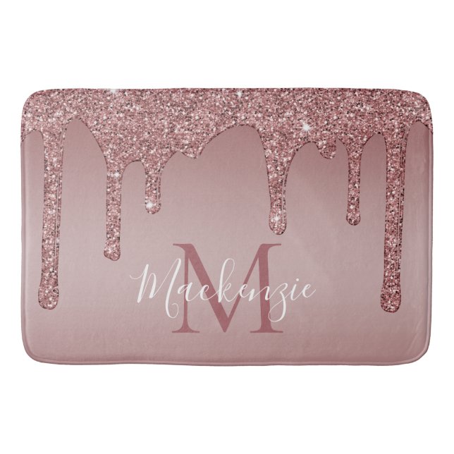 Tapis De Bain Parties scintillant rose Gold Sparkle  Monogramme (Devant)