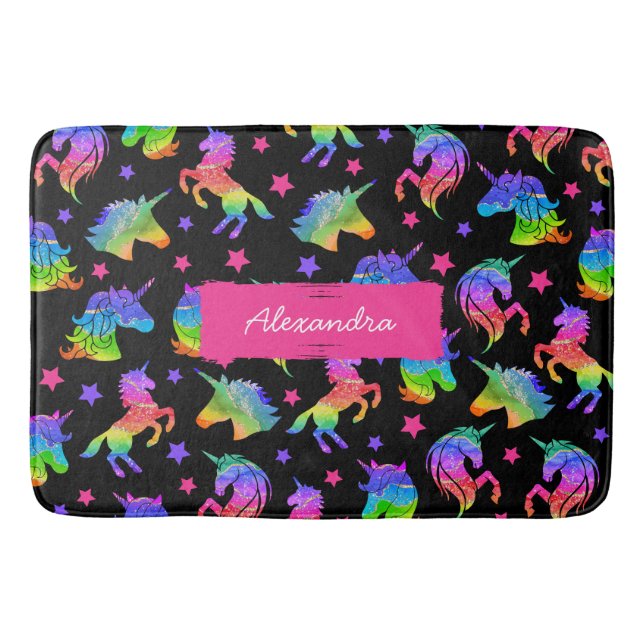 Tapis De Bain Parties scintillant Unicorn Motif arc-en-ciel avec (Devant)
