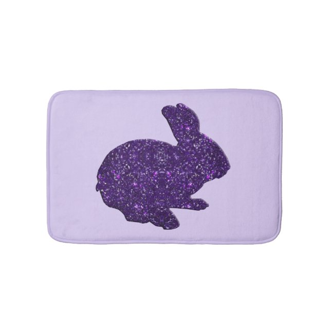 Tapis De Bain Parties scintillant violette Silhouette Lapin Lapi (Devant)